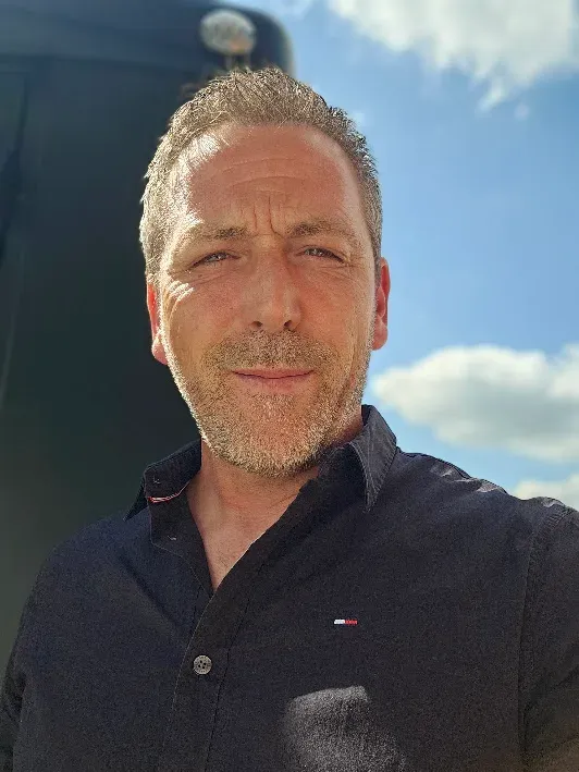 Chad Brown, who runs Foothold AI, photographed outdoors in Suffolk.